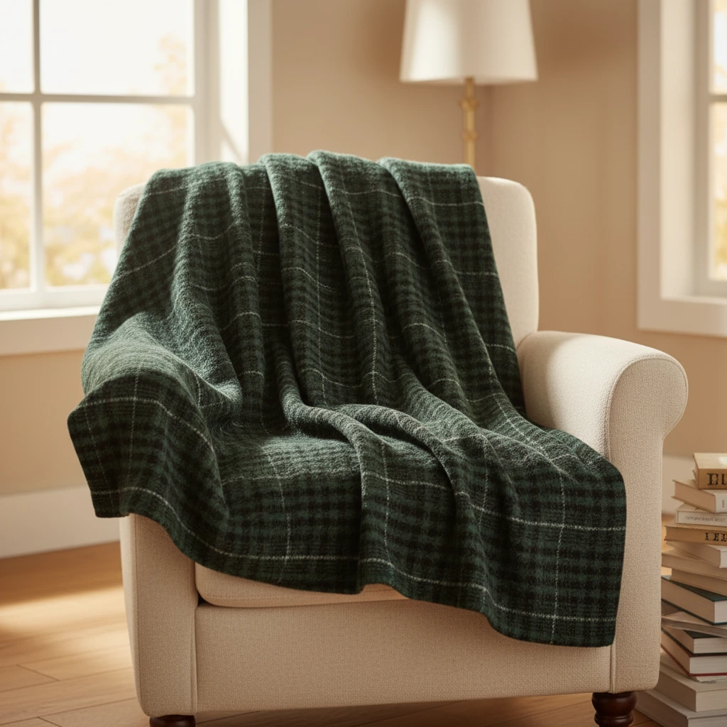 Kareli Yeşil Battaniye