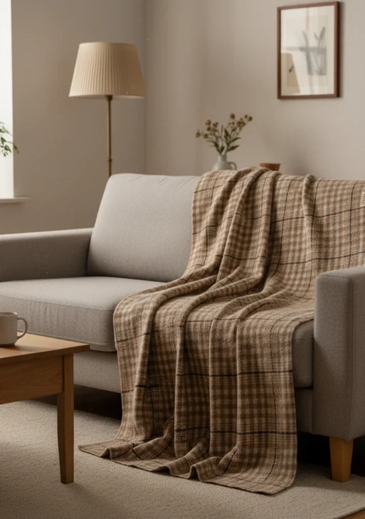 Kareli Bej-Kahverengi Battaniye