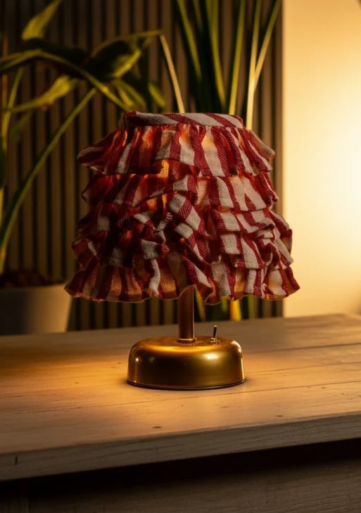 Kırmızı Çizgili Masa Lambası