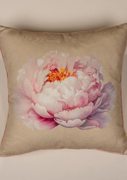 Şakayık Desenli Kırlent Kılıfı