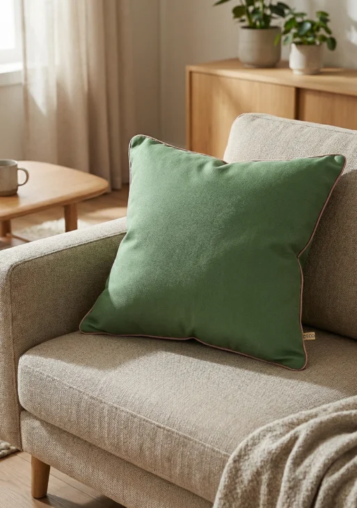 Pastel At Desen Yeşili Kırlent Kılıfı