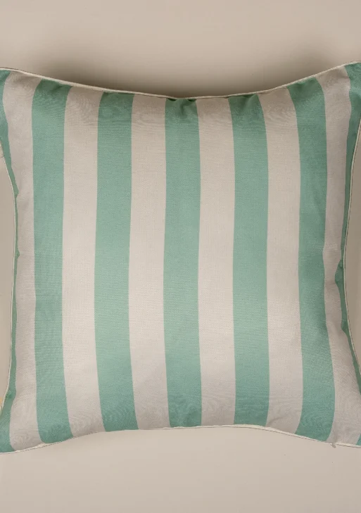 Su Yeşili Çizgili Kırlent Kılıfı