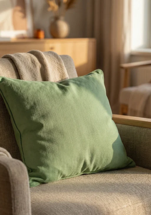 Ortanca Desen Yeşili Kırlent Kılıfı