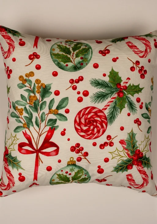 Yılbaşı Desenli Kırlent Kılıfı