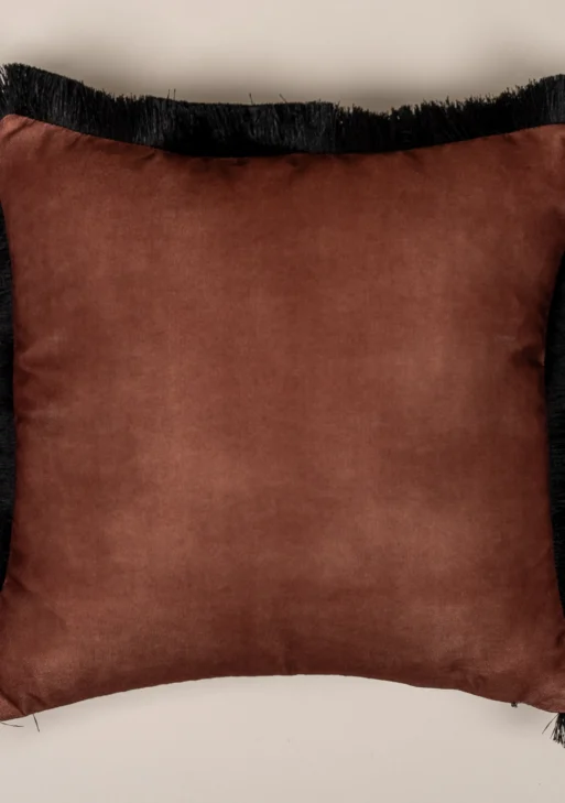 Püsküllü Kahverengi Kırlent Kılıfı