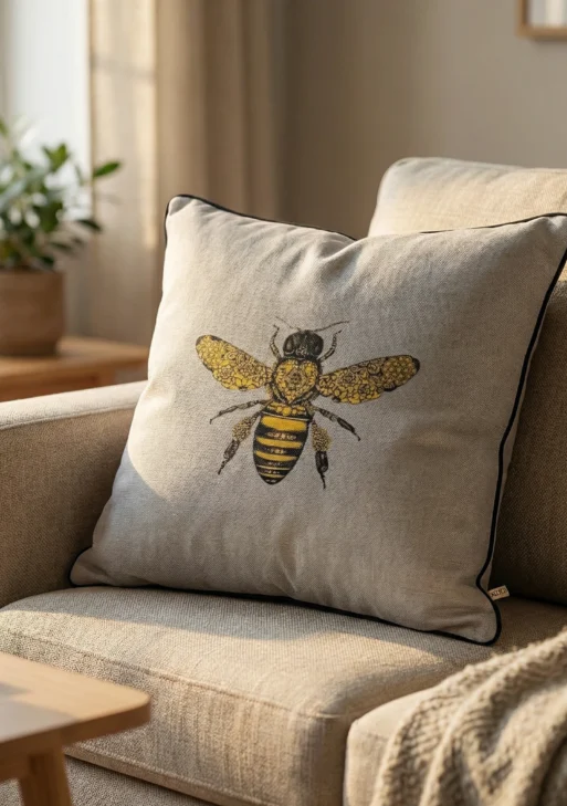 Arı Desenli Kırlent Kılıfı