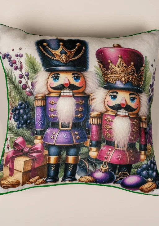 Yılbaşı Kurşun Asker Desenli Kırlent Kılıfı