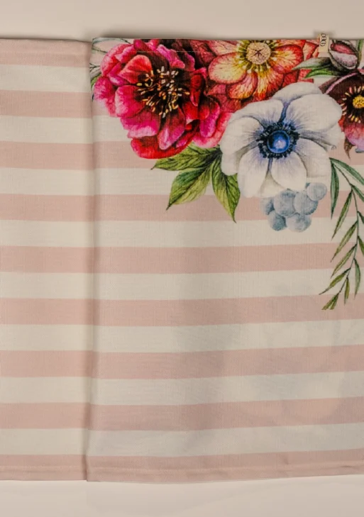 Çiçek Desenli Çizgili Runner