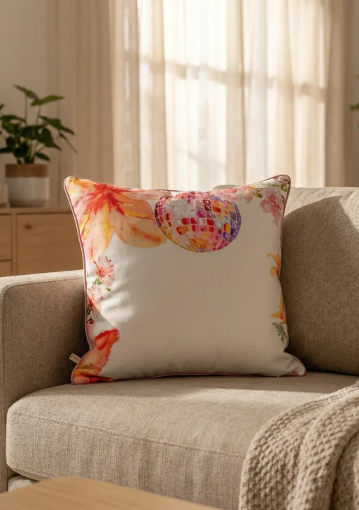 Disco Topu Desenli Kırlent Kılıfı