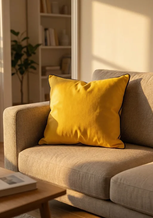 Sarı Rengi Kırlent Kılıfı